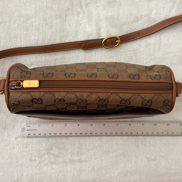 SOLD Vintage Authentic Gucci GG Monogram Tan Brown Crossbody Purse Handbag - Picture 3 of 16
